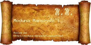 Moduna Manszvét névjegykártya